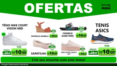 Modelo de TV para TV Horizontal com o tema Ofertas Verde Cartaz para Calçados