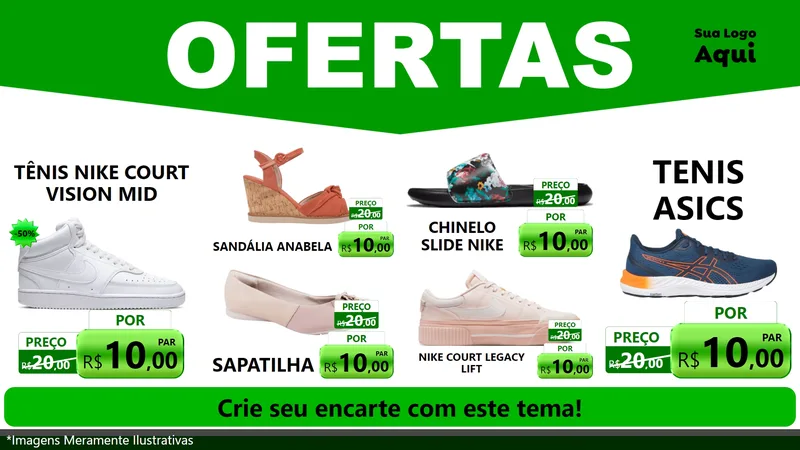 Modelo de TV para TV Horizontal com o tema Ofertas Verde Cartaz para Calçados