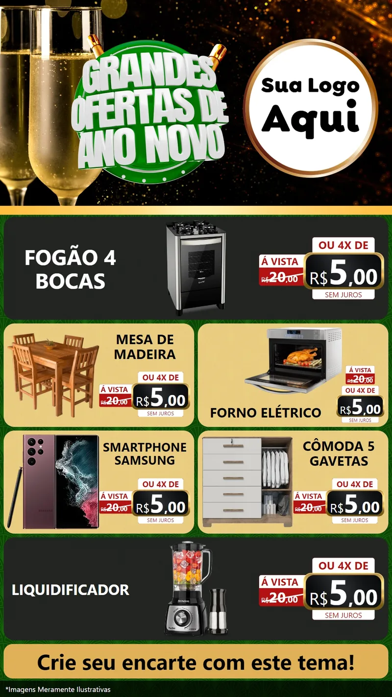 Modelo de TV para TV Vertical com o tema Grandes Ofertas de Ano Novo para Móveis e Eletro