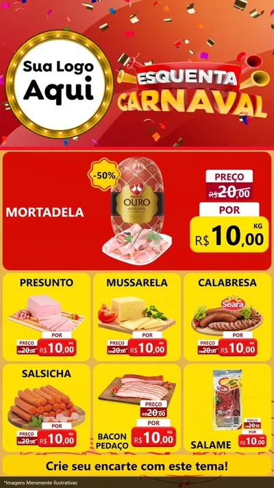 Modelo de Rede Social para Stories com o tema Esquenta Carnaval para Frios e Laticínios