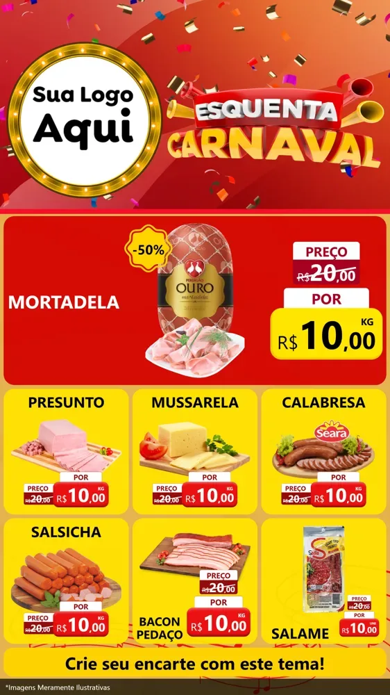 Modelo de Rede Social para Stories com o tema Esquenta Carnaval para Frios e Laticínios