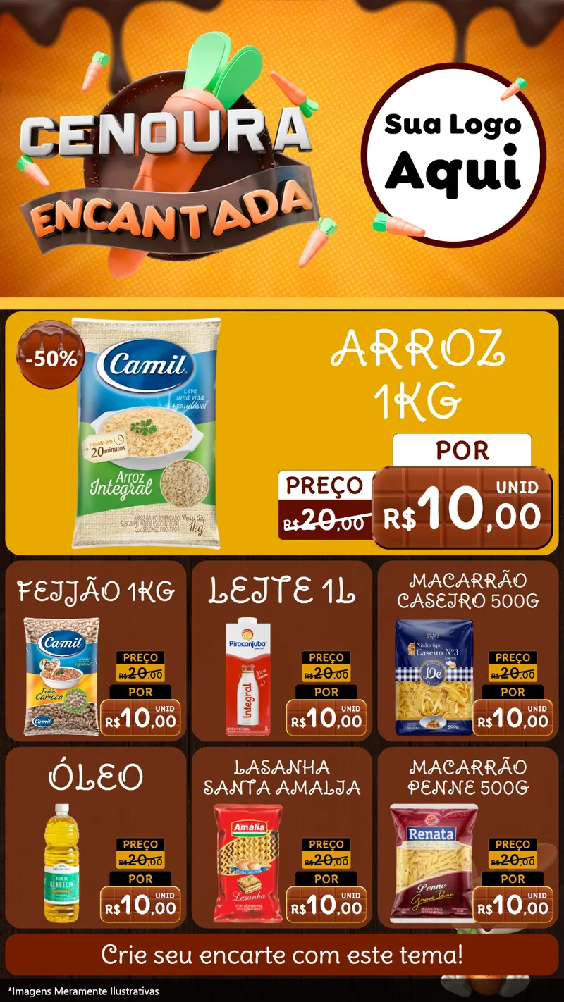 Modelo de Rede Social para Stories com o tema Cenoura Encantada - Páscoa para Supermercado