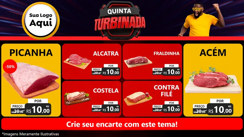 Modelo de TV para TV Horizontal com o tema Quinta Turbinada para Açougue