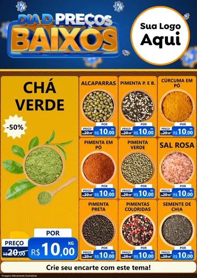Modelo de Encarte para Encarte A4 Vertical com o tema Dia D Preço Baixo para Produtos Naturais