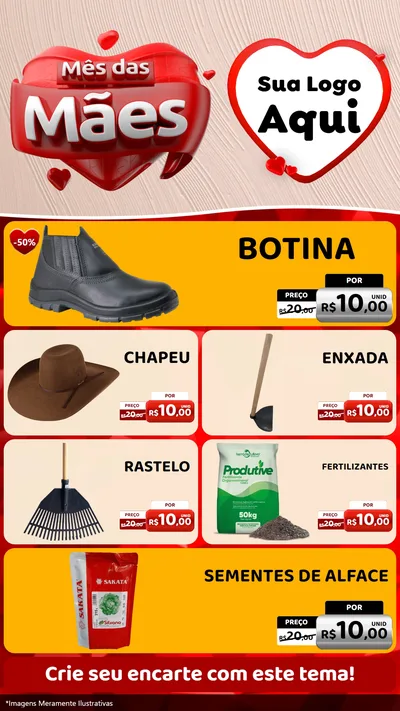 Modelo de TV para TV Vertical com o tema Mês das Mães para Agropecuária