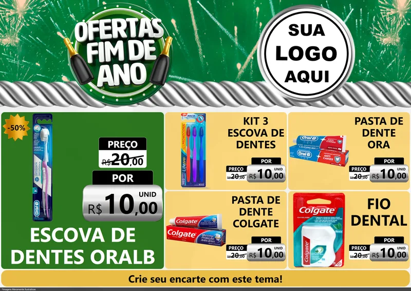 Modelo de Encarte para Encarte A4 Horizontal com o tema Ofertas Fim de Ano para Higiene Pessoal