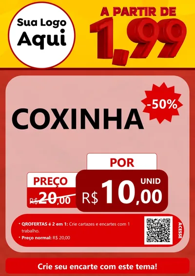 Modelo de Cartaz para Cartaz A4 Vertical com o tema A Partir de Um e Noventa e Nove - 1,99 para Salgadaria