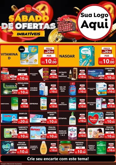 Modelo de Encarte para Encarte A4 Vertical com o tema Sábado de Ofertas Imbatíveis para Farmácia
