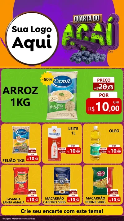 Modelo de Rede Social para Stories com o tema Quarta do Açaí para Supermercado