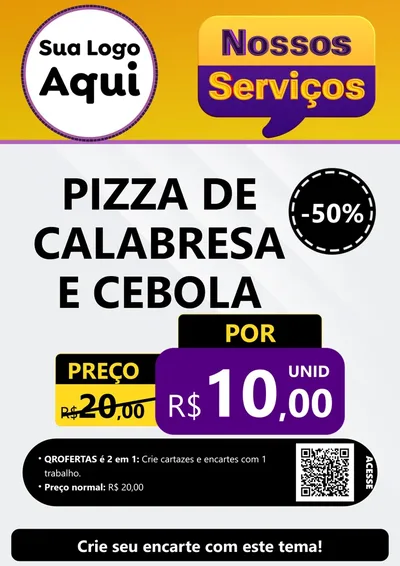 Modelo de Cartaz para Cartaz A4 Vertical com o tema Nossos Serviços para Pizzaria