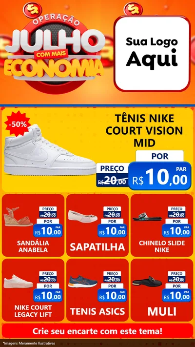 Modelo de Rede Social para Stories com o tema Operação Julho Com Mais Economia para Calçados