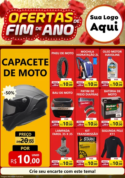 Modelo de Encarte para Encarte A4 Vertical com o tema Ofertas de Fim de Ano para Moto peças