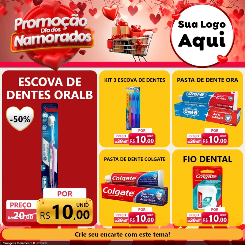 Modelo de Rede Social para Feed Facebook com o tema Promoção Dia dos Namorados para Higiene Pessoal