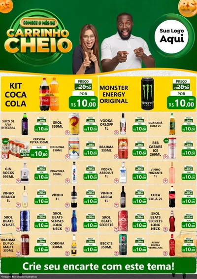 Modelo de Encarte para Encarte A4 Vertical com o tema Carrinho Cheio para Distribuidora de bebidas