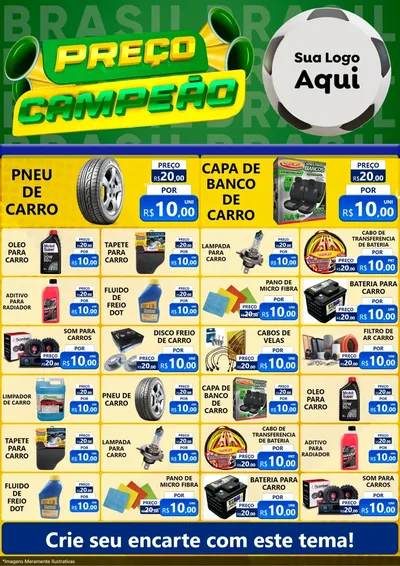 Modelo de Encarte para Encarte A4 Vertical com o tema Preço Campeão - Copa para Auto peças