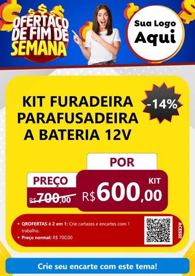 Modelo de Cartaz para Cartaz A4 Vertical com o tema Ofertaço de Fim de Semana para Maquinas e Ferramentas