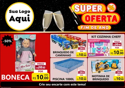Modelo de Encarte para Encarte A4 Horizontal com o tema Super Oferta Fim de Ano para Brinquedos