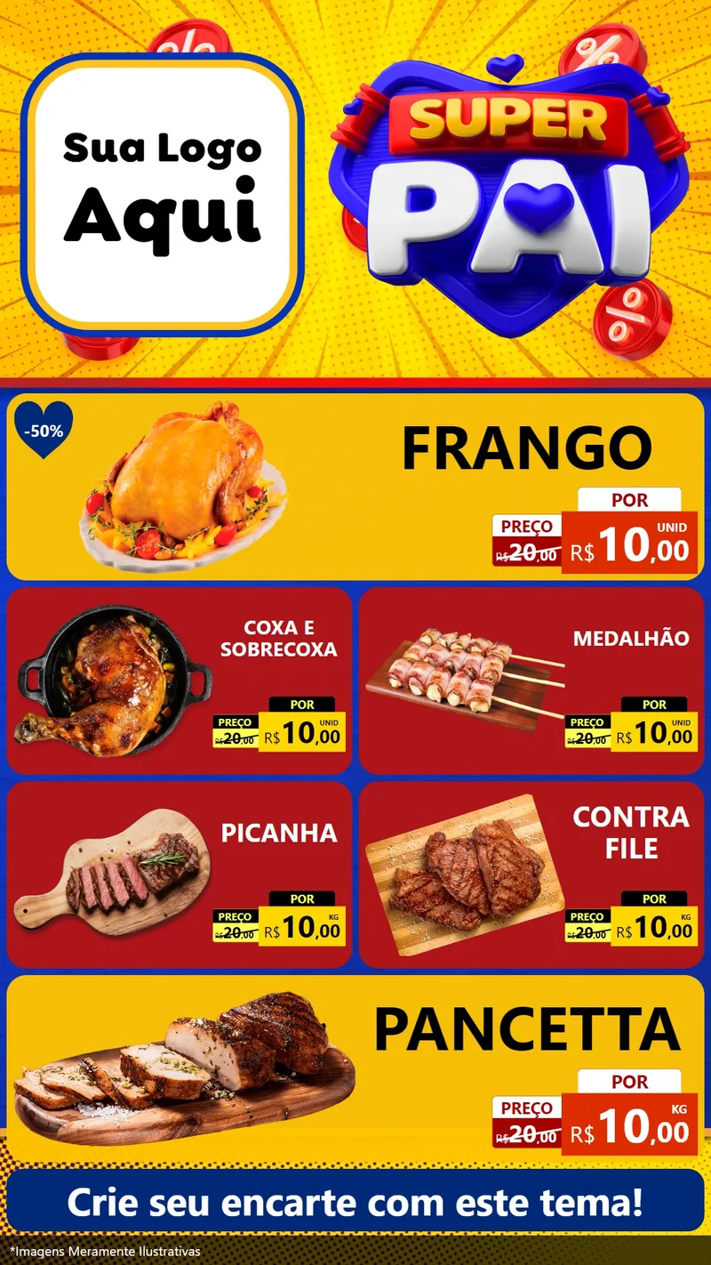 Modelo de TV para TV Vertical com o tema Super Pai para Assados