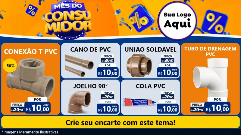 Modelo de TV para TV Horizontal com o tema Mês do Consumidor para Tubos e conexões