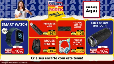 Modelo de TV para TV Horizontal com o tema Ofertas de Agosto - Preços Incríveis para Informática