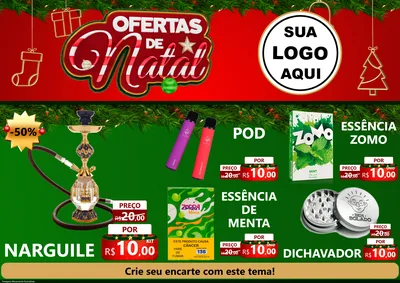Modelo de Encarte para Encarte A4 Horizontal com o tema Ofertas de Natal para Tabacaria