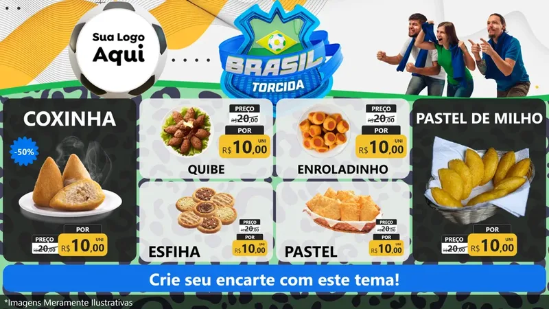Modelo de TV para TV Horizontal com o tema Brasil Torcida - Copa para Salgadaria