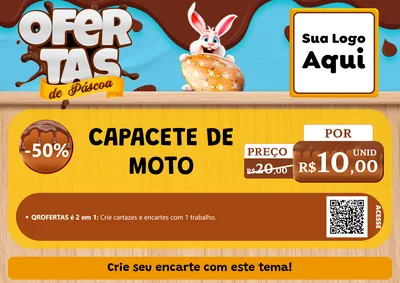 Modelo de Cartaz para Cartaz A4 Horizontal com o tema Ofertas de Páscoa para Moto peças
