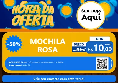 Modelo de Cartaz para Cartaz A4 Horizontal com o tema Hora da Oferta para Papelaria