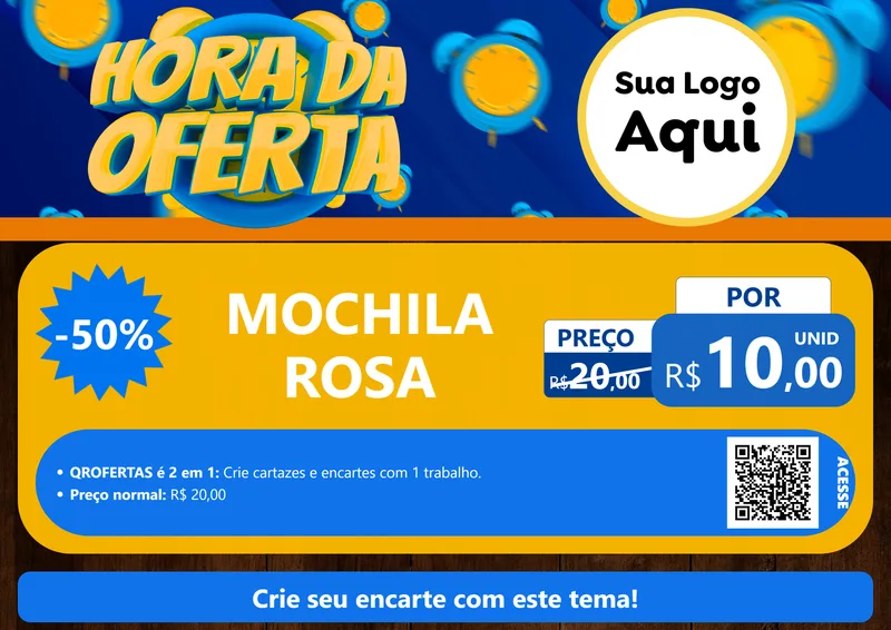 Modelo de Cartaz para Cartaz A4 Horizontal com o tema Hora da Oferta para Papelaria