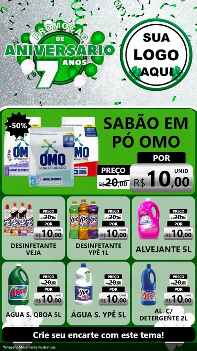 Modelo de Rede Social para Stories com o tema Promoção de Aniversário - 7 Anos para Produtos de Limpeza
