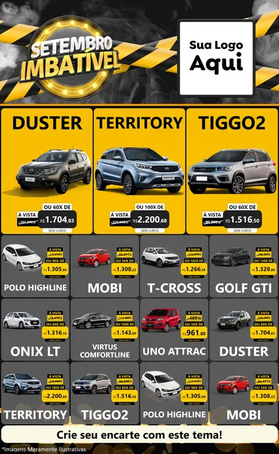 Modelo de Encarte para Encarte Grande com o tema Setembro Imbatível para Concessionaria de Carros
