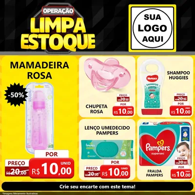 Modelo de Rede Social para Feed Facebook com o tema Operação Limpa Estoque para Bebês