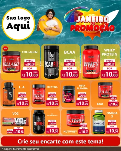 Modelo de Rede Social para Feed Instagram com o tema Janeiro de Promoção para Suplementos alimentares