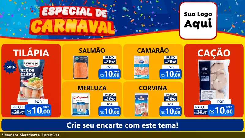 Modelo de TV para TV Horizontal com o tema Especial de Carnaval para Peixaria