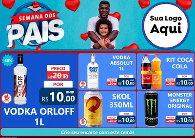 Modelo de Encarte para Encarte A4 Horizontal com o tema Semana Dos Pais para Distribuidora de bebidas