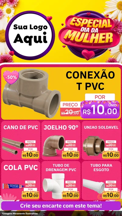 Modelo de Rede Social para Stories com o tema Especial Dia da Mulher para Tubos e conexões
