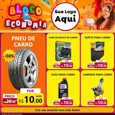 Modelo de Rede Social para Feed Facebook com o tema Bloco da Economia para Auto peças
