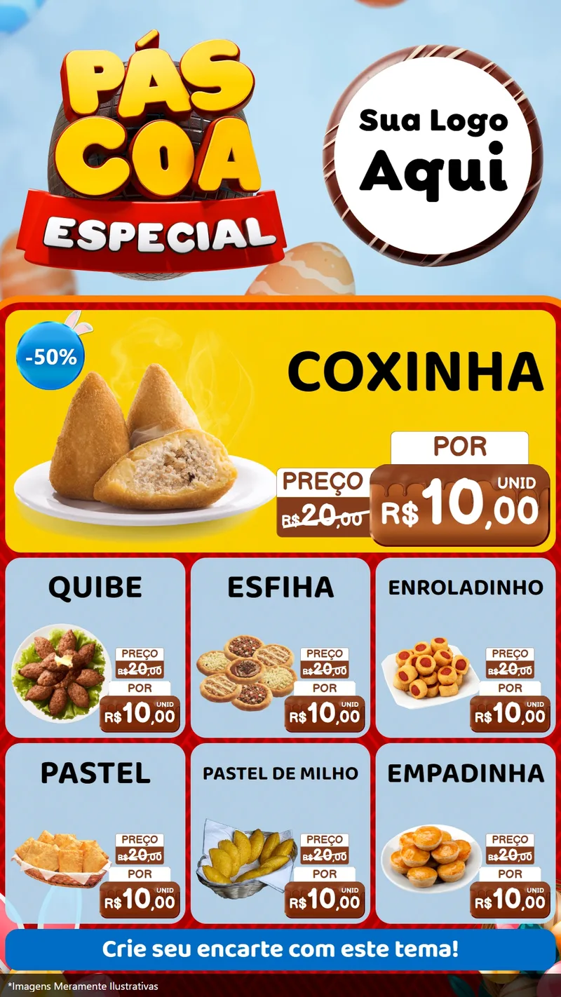 Modelo de Rede Social para Stories com o tema Páscoa Especial para Salgadaria
