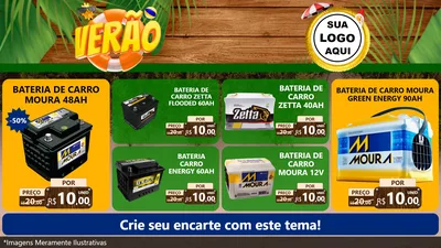 Modelo de TV para TV Horizontal com o tema Verão para Baterias Elétricas