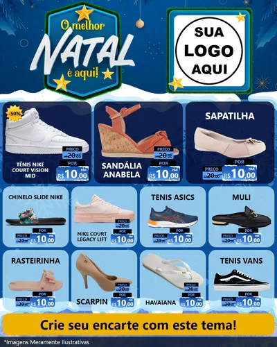 Modelo de Rede Social para Feed Instagram com o tema O Melhor Natal É Aqui! para Calçados