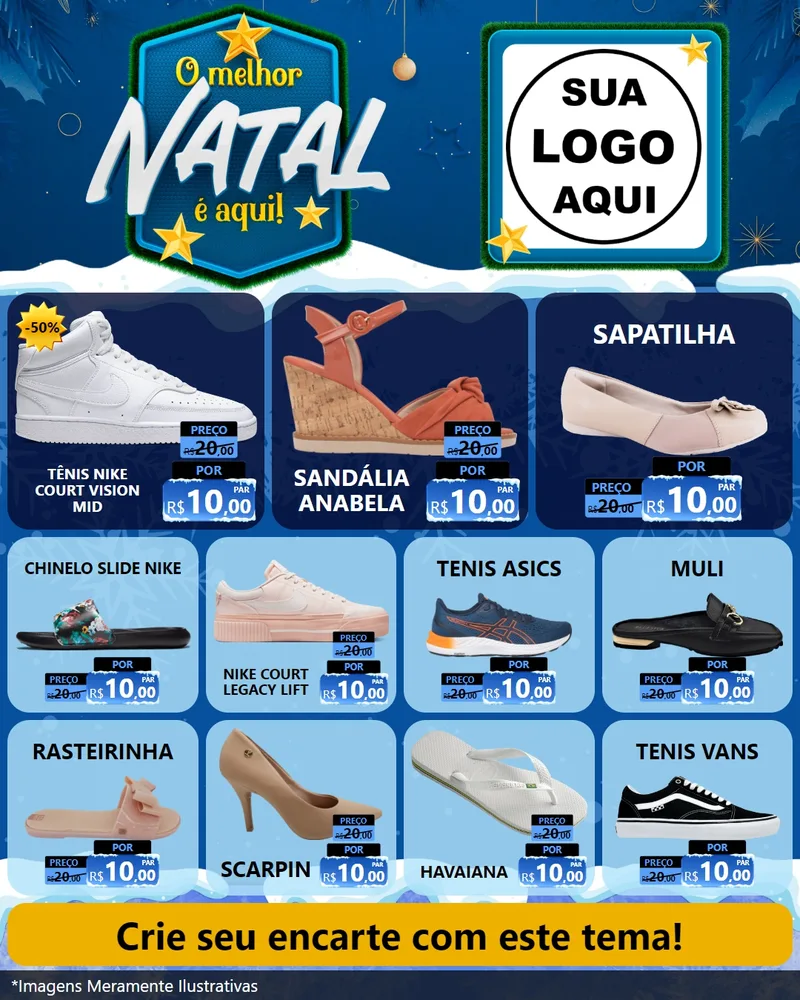 Modelo de Rede Social para Feed Instagram com o tema O Melhor Natal É Aqui! para Calçados