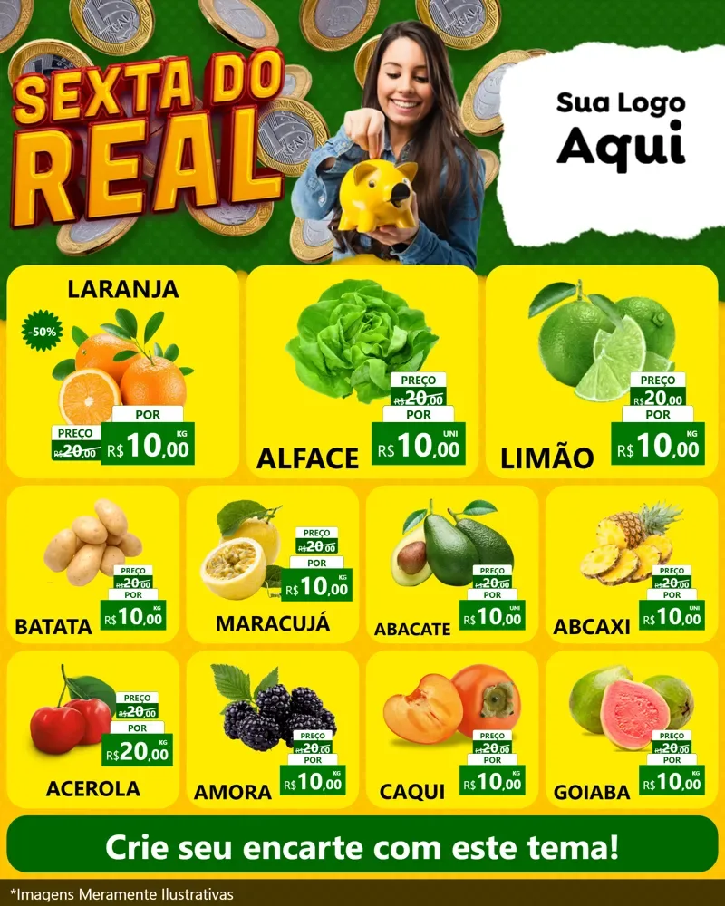 Modelo de Rede Social para Feed Instagram com o tema Sexta do Real para Hortifrúti
