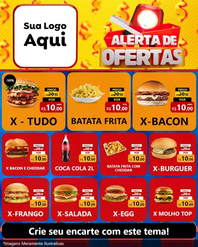 Modelo de Rede Social para Feed Instagram com o tema Alerta de Ofertas para Hamburgueria
