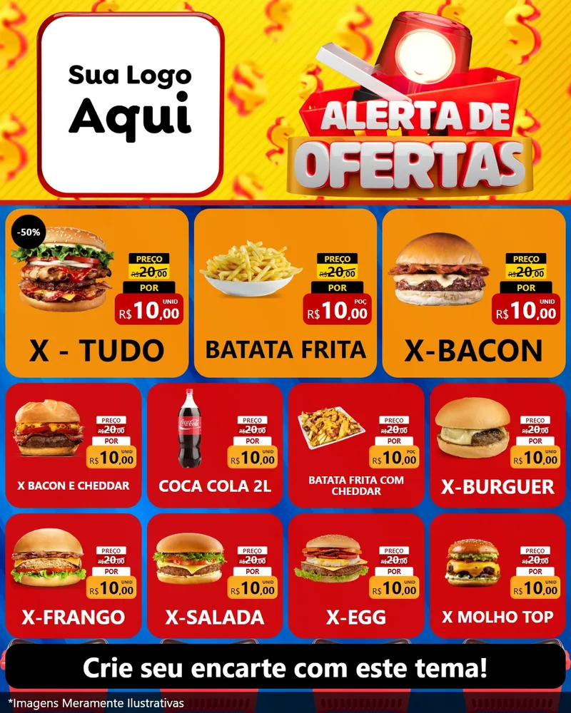 Modelo de Rede Social para Feed Instagram com o tema Alerta de Ofertas para Hamburgueria