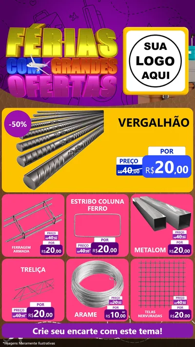 Modelo de Rede Social para Stories com o tema Férias com Grandes Ofertas para Ferragens