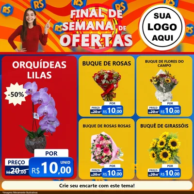 Modelo de Rede Social para Feed Facebook com o tema Final de Semana de Ofertas para Floricultura e jardim