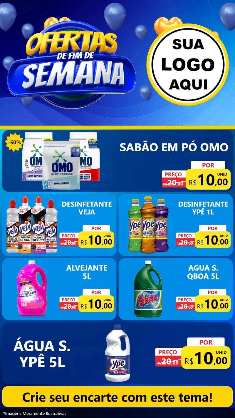 Modelo de TV para TV Vertical com o tema Ofertas de Fim de Semana para Produtos de Limpeza