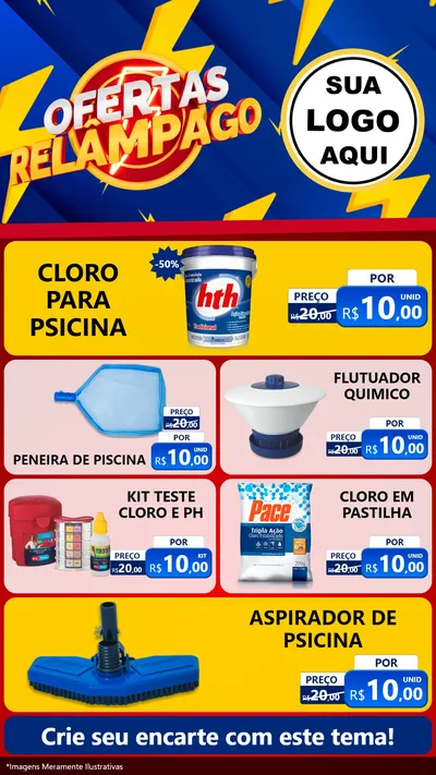 Modelo de TV para TV Vertical com o tema Ofertas Relâmpago para Produtos para Piscina