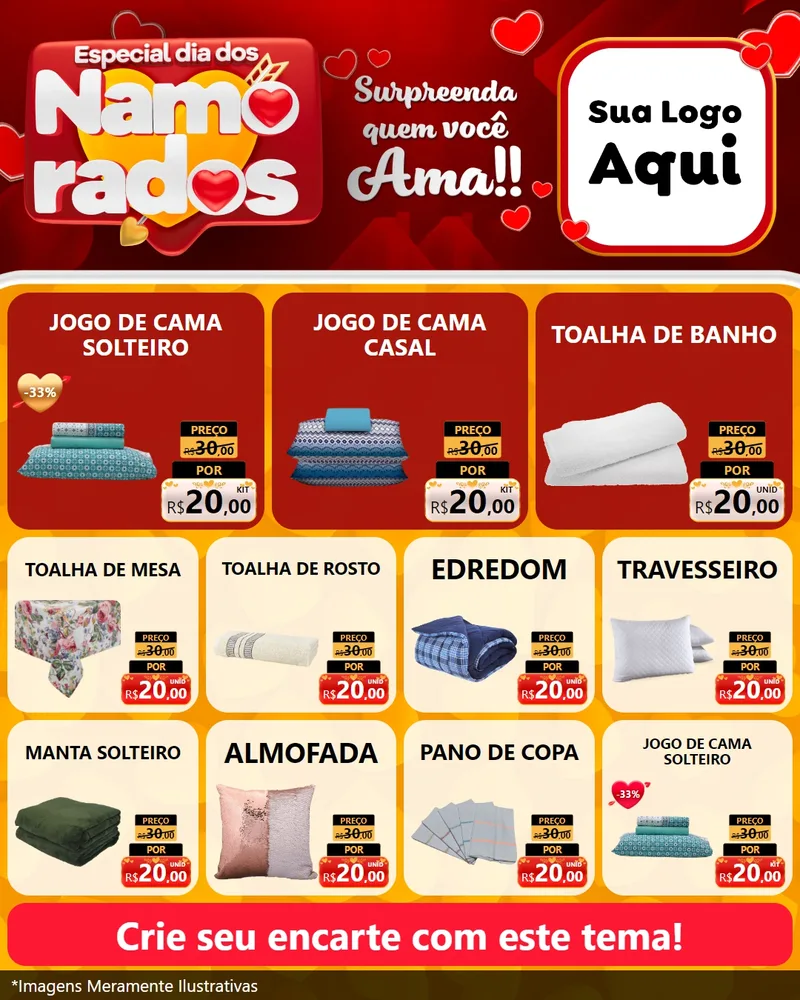Modelo de Rede Social para Feed Instagram com o tema Especial Dia dos Namorados para Cama, Mesa e Banho
