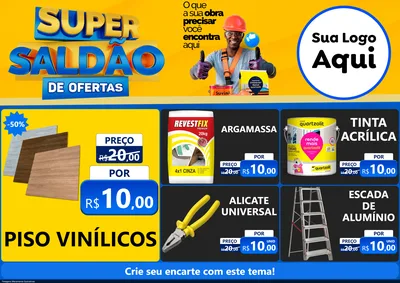 Modelo de Encarte para Encarte A4 Horizontal com o tema Super Saldão de Ofertas para Material para Construção